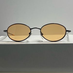 🕶 🔥 Classy retro gray metal frame orange lens oval UV3 sunglasses 🕶 🔥
